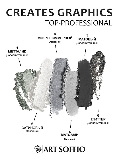 Палетка теней для глаз Art Soffio Creates Graphics - 02 Роскошная Платина
