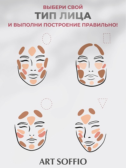 TOP PALETTE ART SOFFIO Палетка для контурирования лица Тон 01 Универсальная